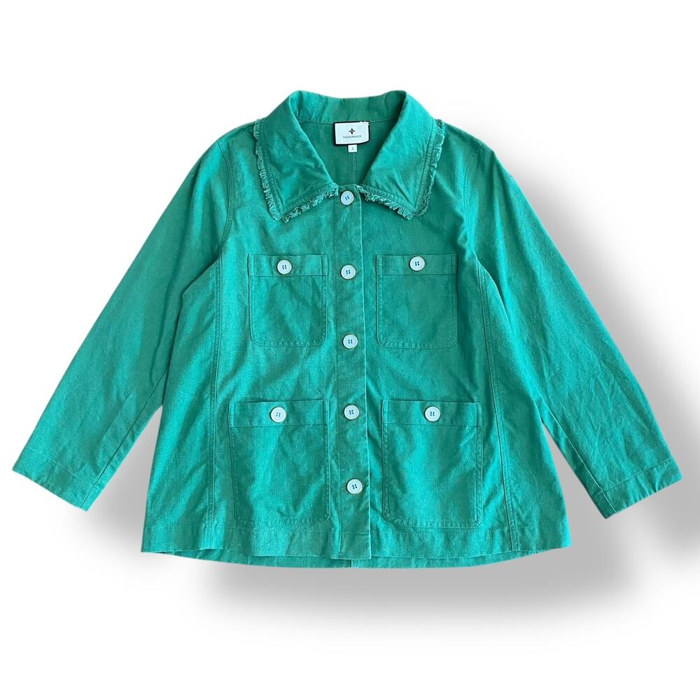 Tuckernuck Baldwin Linen Cotton Jacket Womens‎ Size S in Palm Green